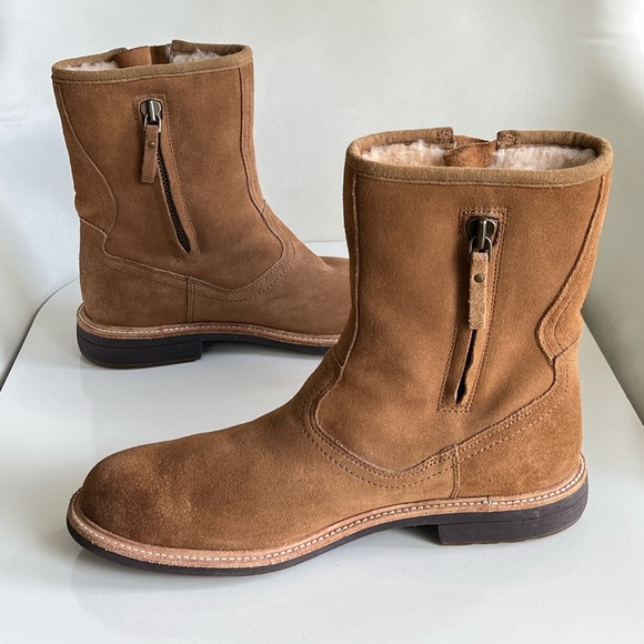 UGG Jaren Men\'s Brown Suede Leather Biker Style Mid-Calf Winter Boots Size 10 main image 7